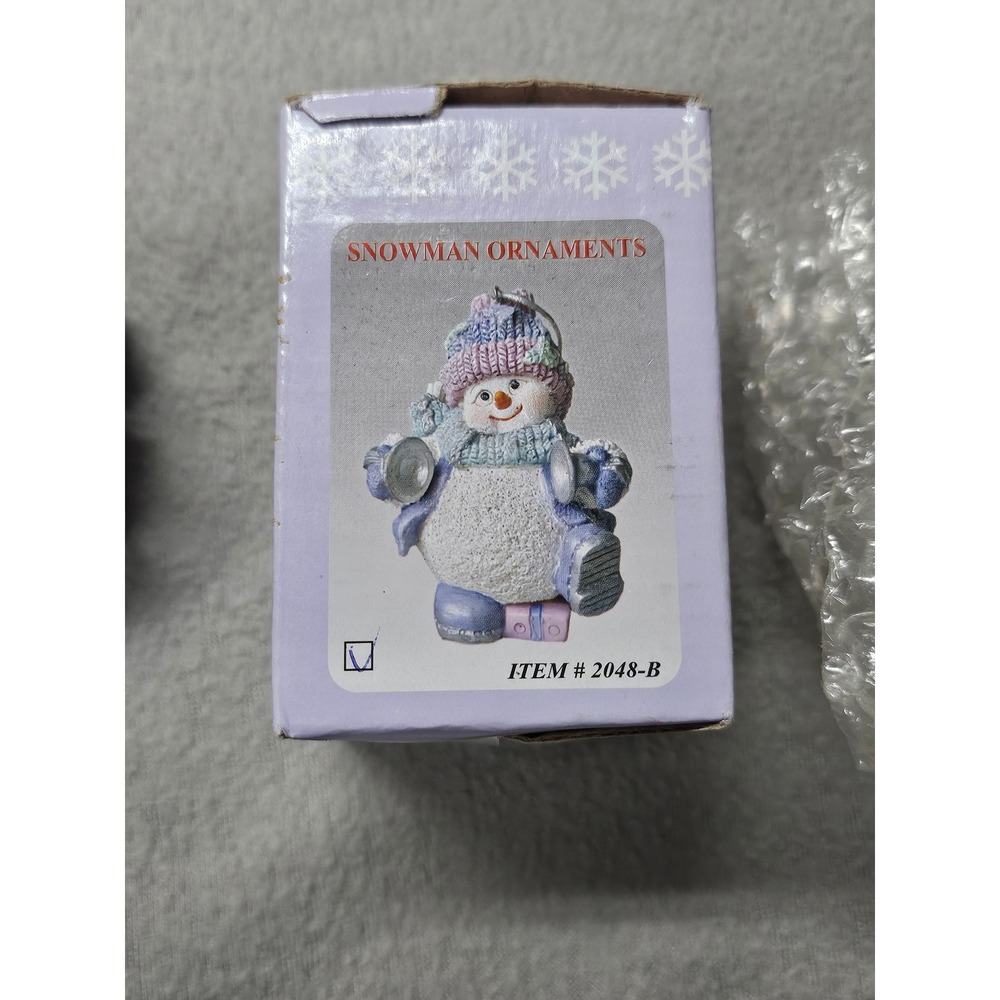 vintage Encore Snow Buddies resin snowman ornament in box  Snowbright 3 inch